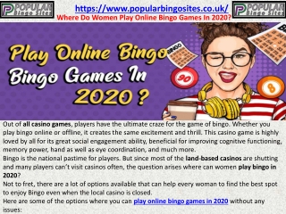 Where Do Women Play Online Bingo Games In 2020?