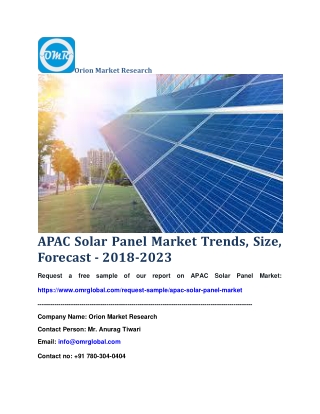 APAC Solar Panel Market Trends, Size, Forecast - 2018-2023