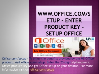 office.com/setup - Setup Office on windows and mac - Enter product key