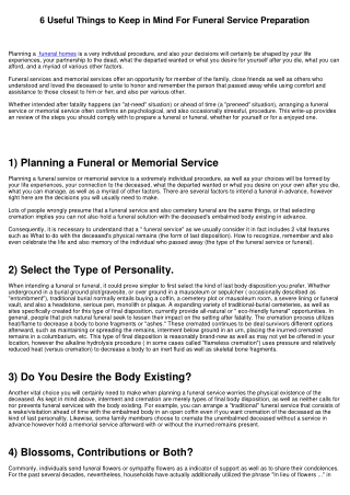 6 Useful Things to Keep in Mind For Funeral Preparation