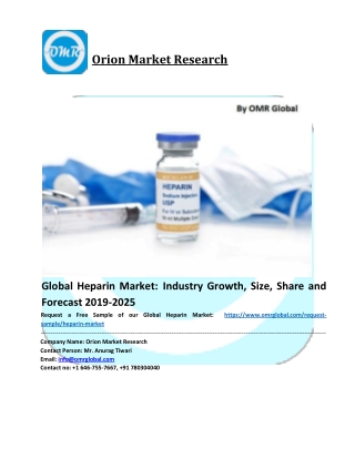 Global Heparin Market Trends, Size, Competitive Analysis and Forecast - 2019-2025
