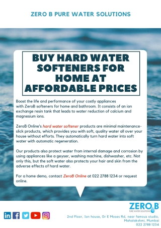 Buy Hard Water Softeners for Home at Affordable Prices