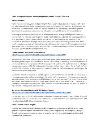 Traffic Management System Industry key players, growth, analysis, 2018-2026