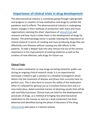 Importance of clinical trials in drug development