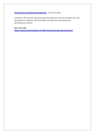 Top full stack JavaScript development - AIS Technolabs