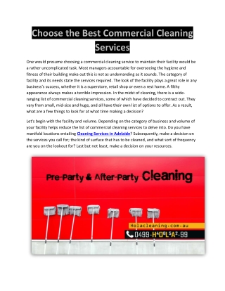 Choose the Best Commercial Cleaning Services