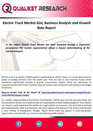 Electric Truck Market Comprehensive Evaluation of the Industry via in-Depth Qual