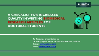 A checklist for increased quality in writing biomedical research articles for doctoral students – Pubrica