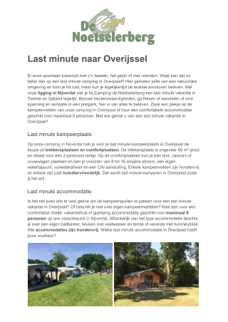 Camping de Noetselerberg - Last minute Overijssel