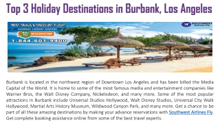 Top 3 Holiday Destinations in Burbank, Los Angeles