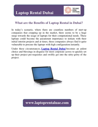 What are the Benefits of Laptop Rental in Dubai?