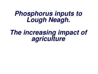 Phosphorus inputs to Lough Neagh. The increasing impact of agriculture