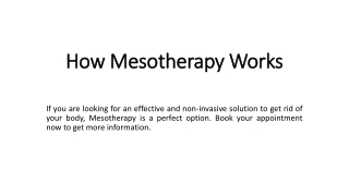 How Mesotherapy Works