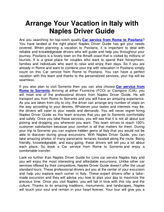 Arrange Your Vacation in Italy with Naples Driver Guide