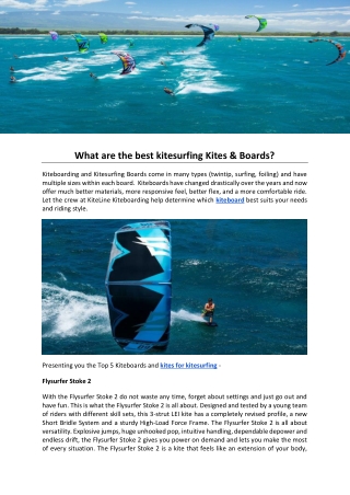 What are the best kitesurfing Kites & Boards?