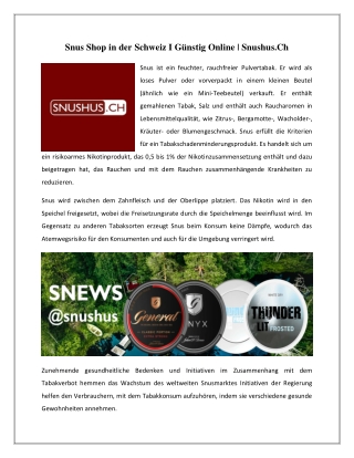 Snus Shop in der Schweiz I Günstig Online  Snushus.Ch