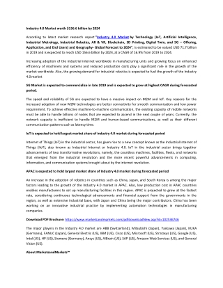 Industry 4.0 Market | Size, Share, system and Industry Analysis and Market Forecast to 2024 | MarketsandMarkets