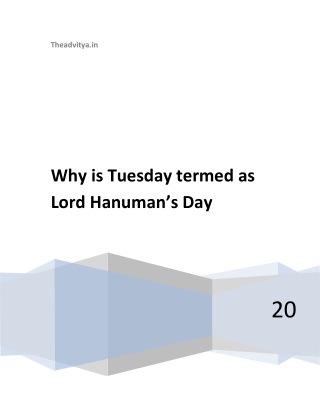 Why is Tuesday termed as Lord Hanuman’s Day