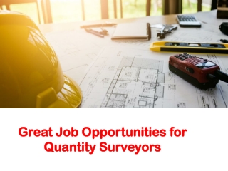 Great Job Opportunities for Quantity Surveyors