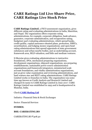 CARE Ratings Ltd Live Share Price, CARE Ratings Live Stock Price