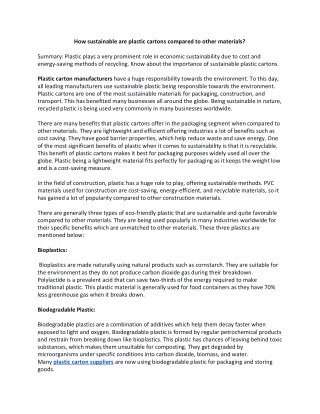 How sustainable are plastic cartons compared to other materials?