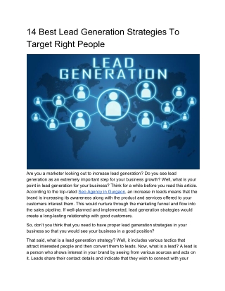 14 Best Lead Generation Strategies To Target Right People