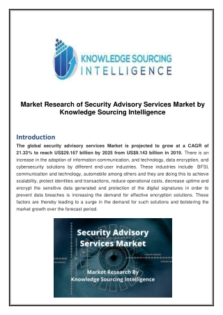 Market Research of Security Advisory Services Market by Knowledge Sourcing