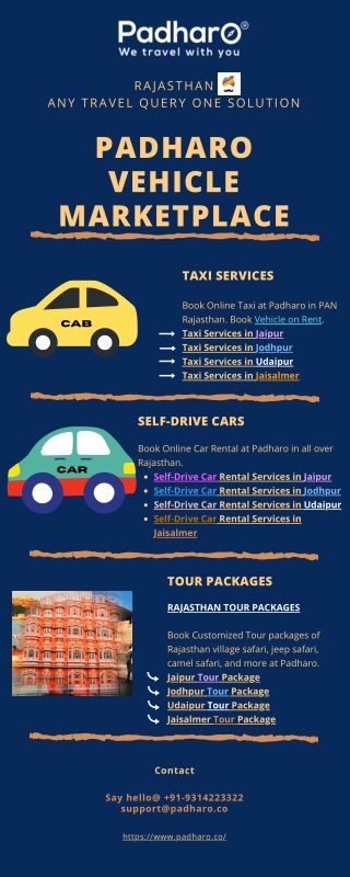 Vehicle On Rent from Padharo Vehicle MarketPlace