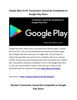 Simple Way To Fix Transaction Cannot Be Completed on Google Play Store: