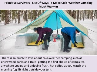 Primitive Survivors - List Of Ways To Make Cold-Weather Camping Much Warmer