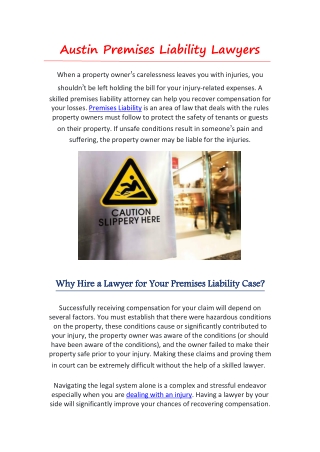 Premises Liability Lawyers in Austin