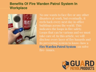 Benefits of Fire Warden System in Workplace