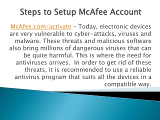 Steps to Setup McAfee Account