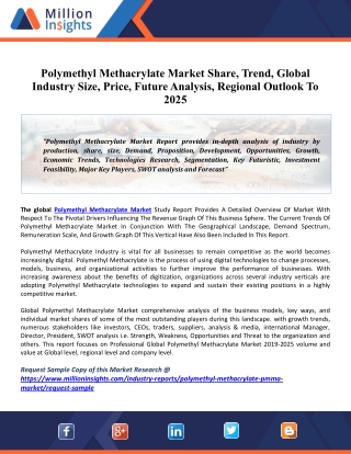 Polymethyl Methacrylate Market 2020 Report Latest Research, Business Analys	is And Forecast 2025 Analysis Research