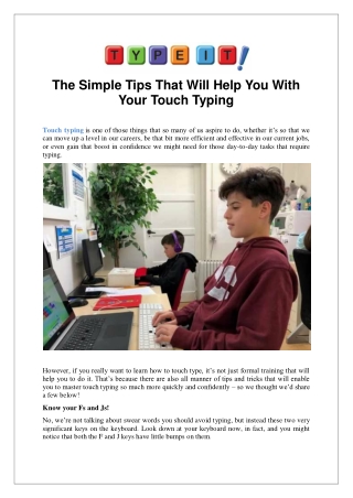 The Simple Tips That Will Help You With Your Touch Typing