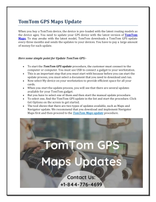 TomTom GPS Maps Update | Update TomTom GPS