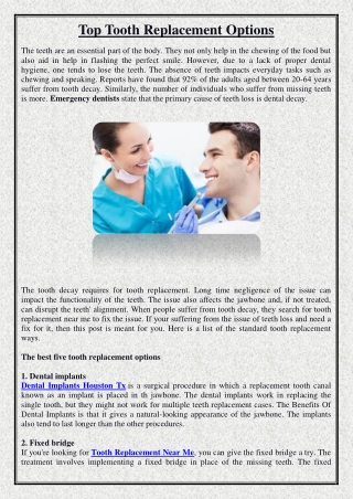 Top Tooth Replacement Options