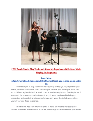 I Am a Violinist and I Will Teach You to Play Violin and Share My Experience With You - Violin for Beginners and Interme