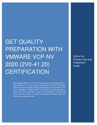 Get Quality Preparation with VMware VCP-NV 2020 (2V0-41.20) Certification