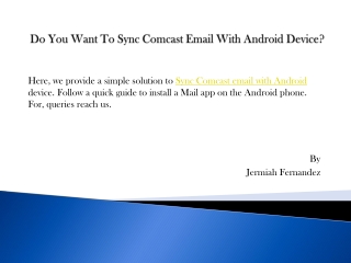 Do You Want To Sync Comcast Email With Android Device?