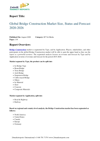 Bridge Construction Market Size, Status and Forecast 2020-2026