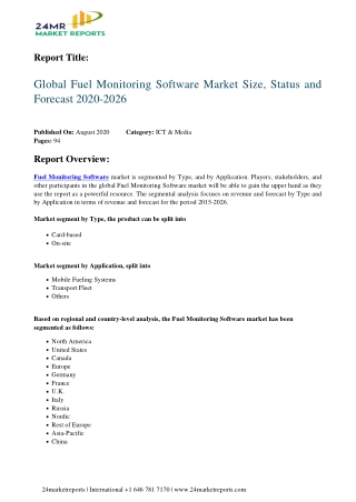 Fuel Monitoring Software Market Size, Status and Forecast 2020-2026