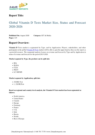 Vitamin D Tests Market Size, Status and Forecast 2020-2026