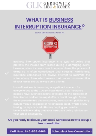 What is business interruption insurance?