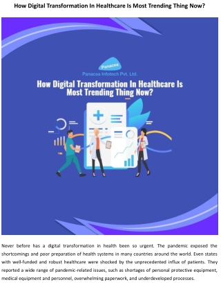 How Digital Transformation In Healthcare Is Most Trending Thing Now?