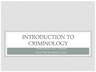 Introduction to Criminology