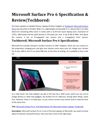 Microsoft Surface Pro 6 Specification & Review|Techbored: