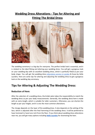 Wedding Dress Alterations - Tips for Altering and Fitting The Bridal Dress
