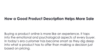 How a Good Product Description Helps More Sale | Content Writing US