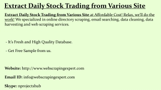 Extract Daily Stock Trading from Various Site